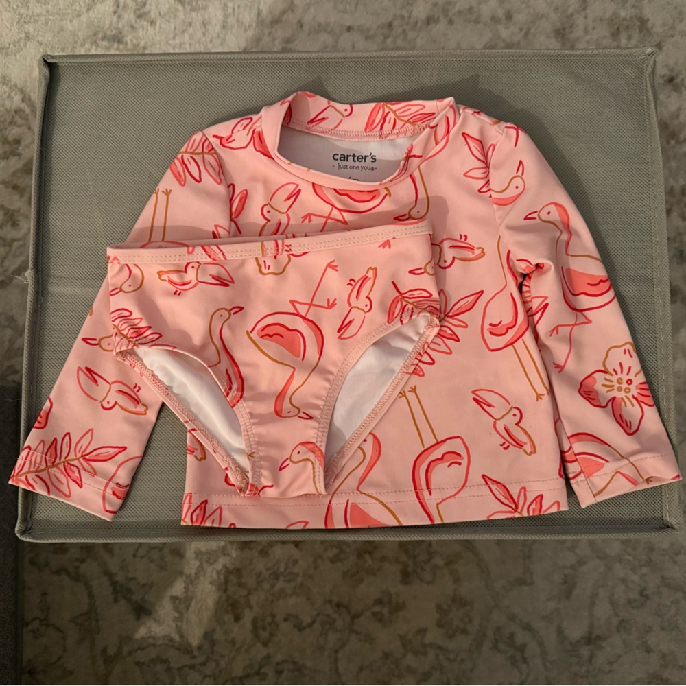 Carter's Pink Flamingo Rashguard Set